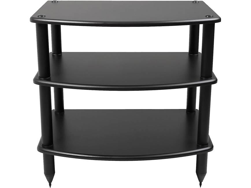 Three-tier black rack close-up