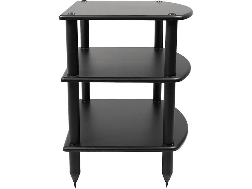 Three-tier black rack side angle
