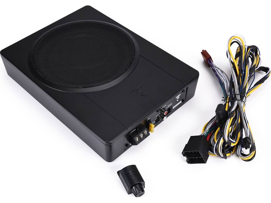 Focal ISUB Active – Subwoofer Activo Para Coche De 20 Cm, 130W RMS, Montaje Bajo Asiento, Control Remoto De Graves, Compacto Y Potente