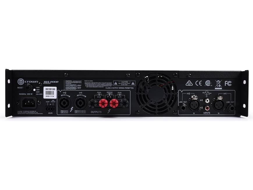 Crown XLS 2002 DriveCore™ 2 Series power amplifier — 375W x 2 at 8