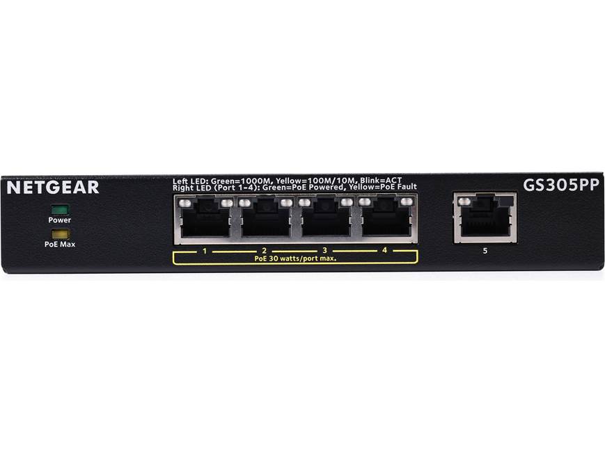 NETGEAR GS305PP 5-port smart Gigabit Ethernet switch with PoE+