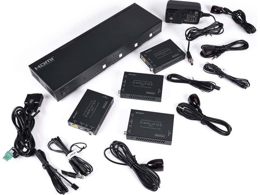 Simplified MFG MX44KT 4K-compatible HDMI-over-CAT-6 audio/video