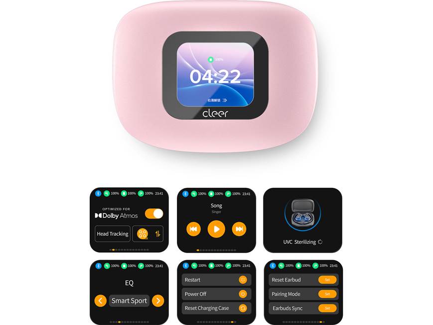 Cleer ARC 3 (Pink) Wireless open-ear earbuds with touchscreen case