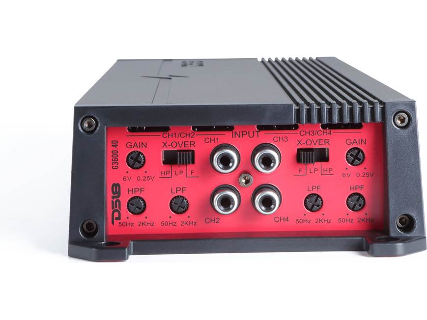 DS18 G3600.4D Gen-X 4-channel car amplifier — 300 watts RMS x 4 at