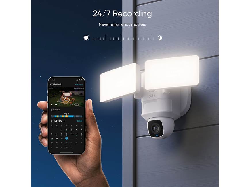eufy by Anker Floodlight Camera E30 Hardwired 2K camera with pan