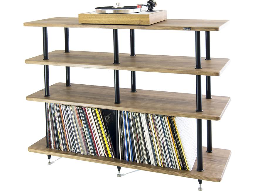 Solidsteel VL-4 (Walnut) Four-shelf vinyl library/audio rack