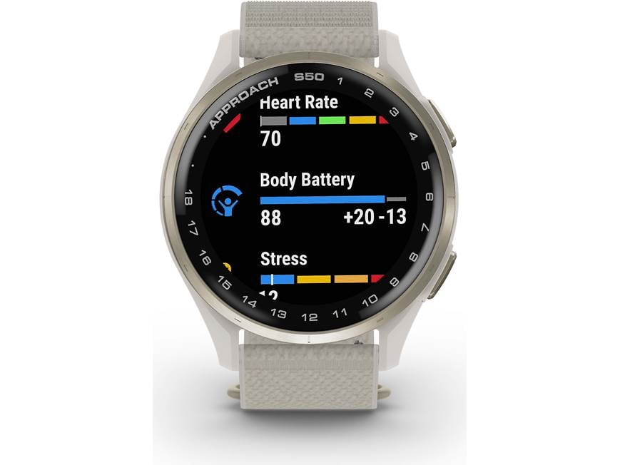 Garmin Approach S50 Ivory 純正バンド１本付き Garmin Approach® S50 (Cream Gold Bezel/Ivory Band) Golf GPS watch