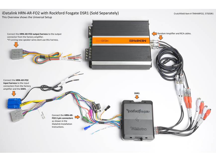 iDatalink HRN-AR-FO2 Harness Connects a Maestro AR amplifier