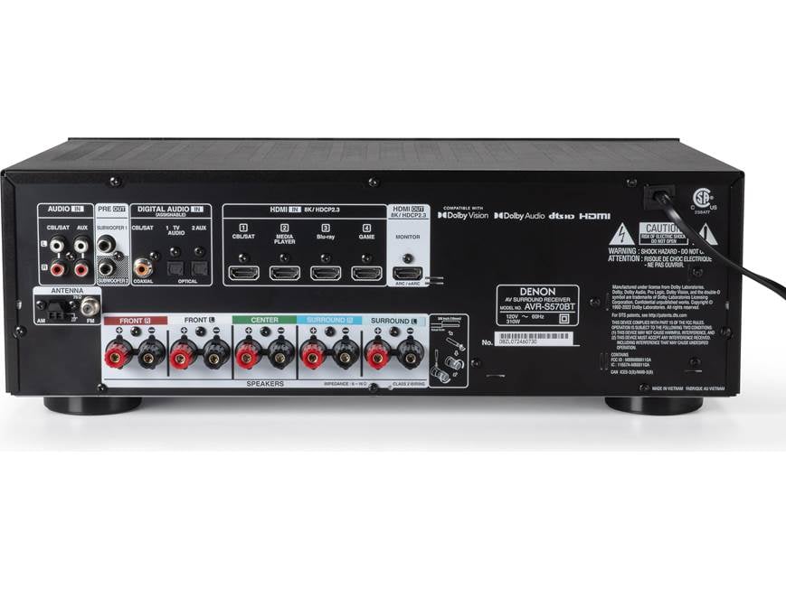 Denon AVR-S570BT 5.2-channel home theater receiver with Bluetooth