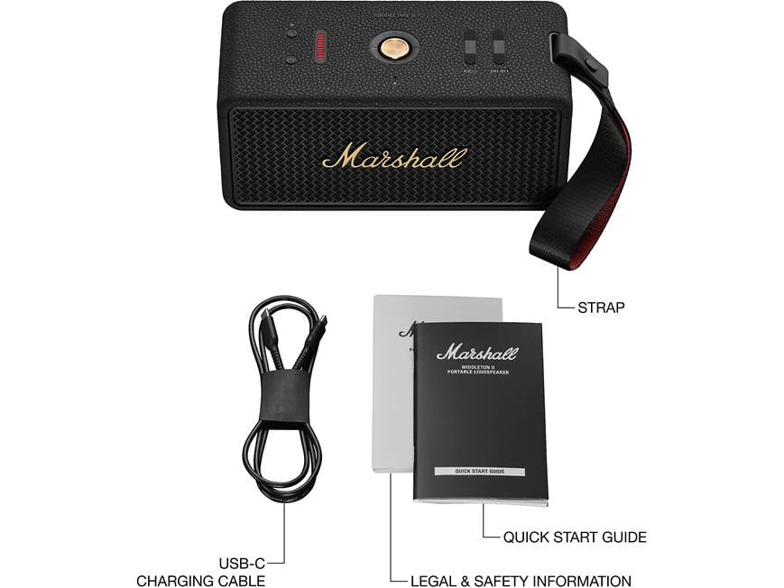 Marshall Middleton II (Black and Brass) Portable Bluetooth