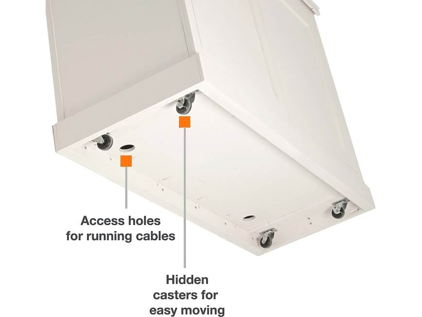 Under side with access holes and wheels
