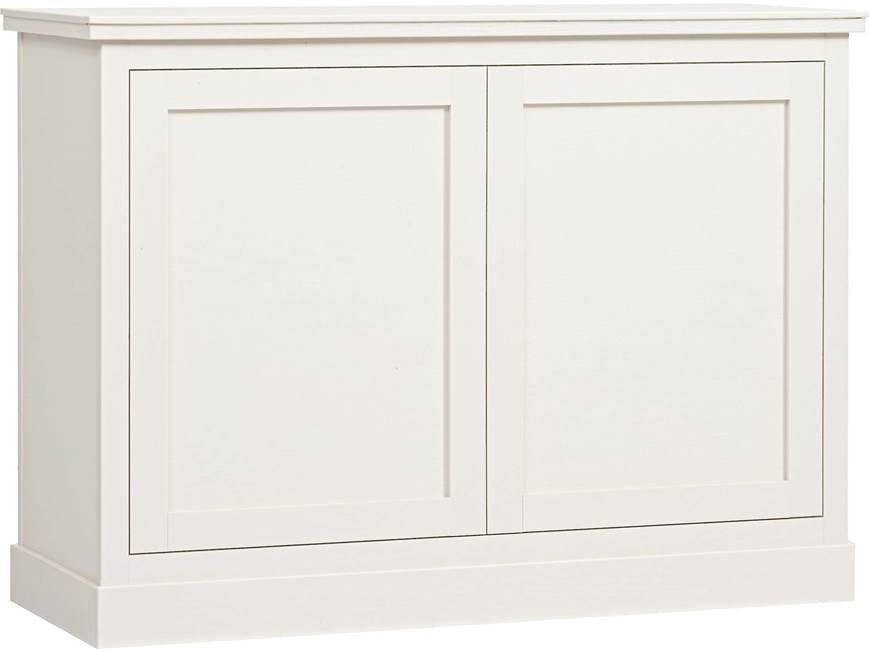White outdoor TV lift cabinet front view