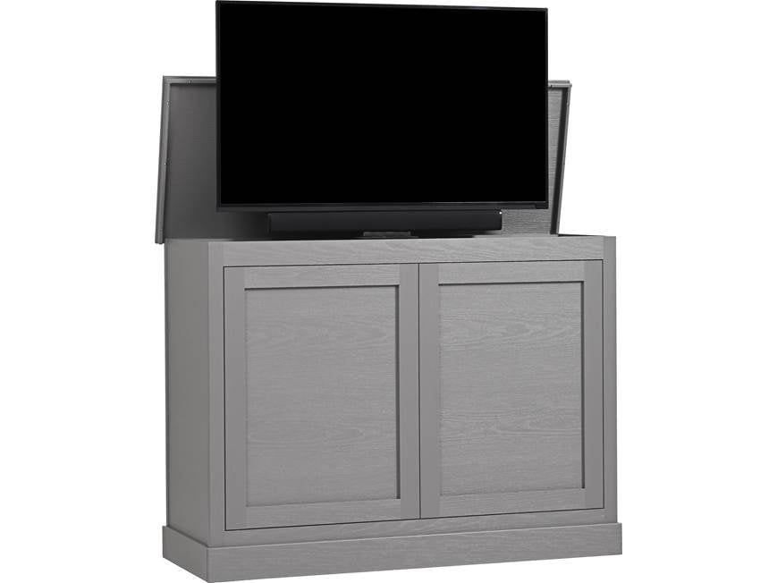 Large outdoor TV lift cabinet with TV on top