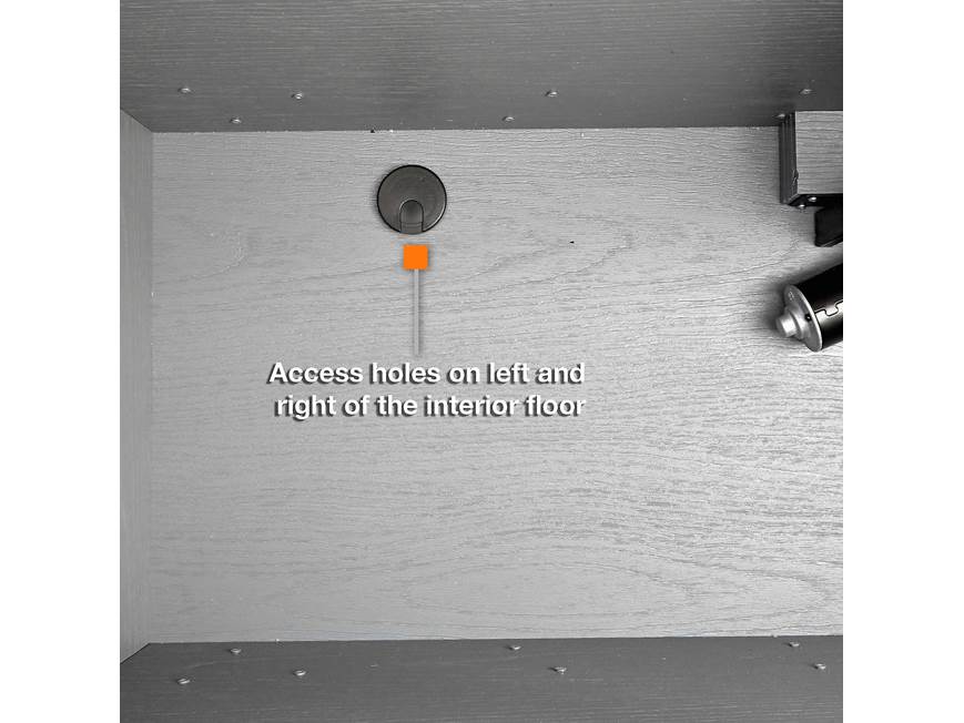 Interior cabinet with access holes