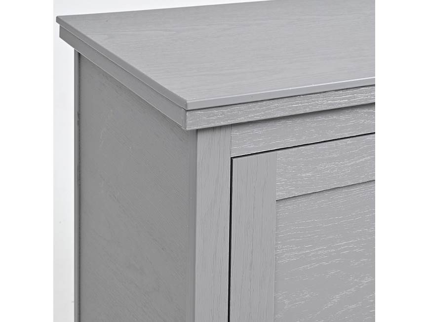 Close-up of cabinet side with wood grain