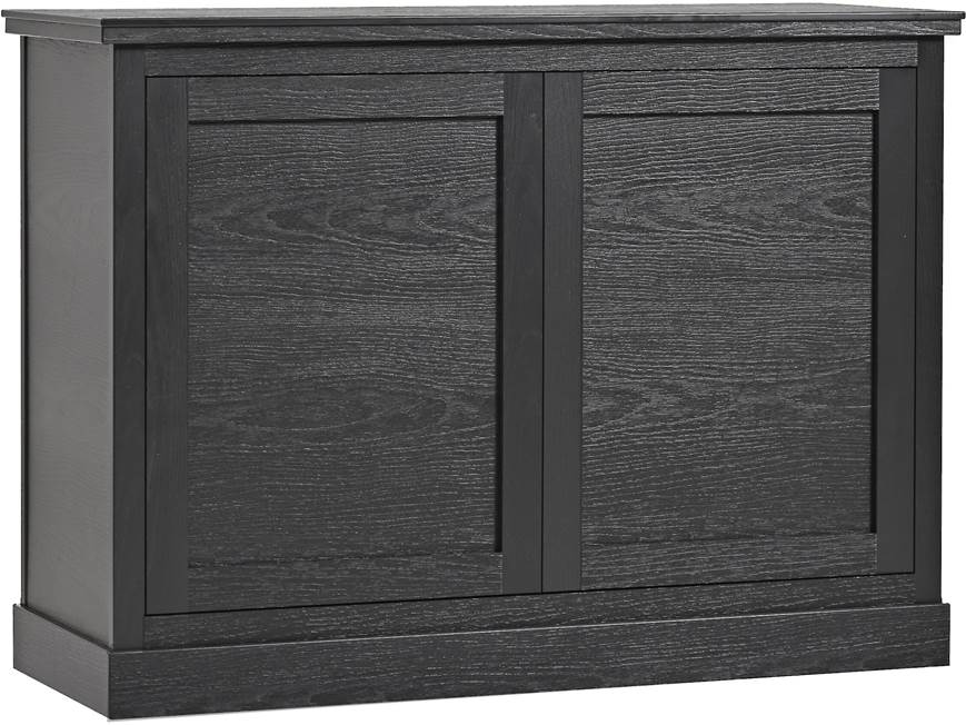 Close-up of cabinet front showing wood grain and paneling