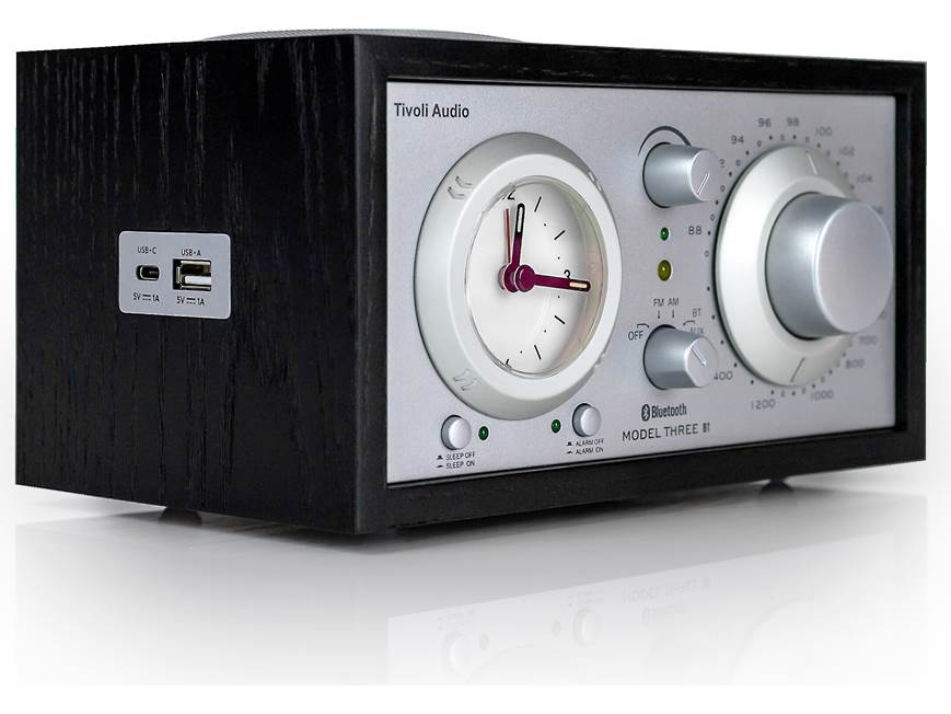 Tivoli Audio Model Three BT (Black/Silver) AM/FM clock radio with