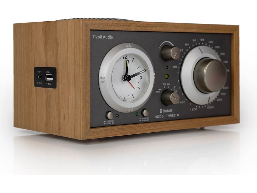 Tivoli Audio Model Three BT (Cherry/Taupe) AM/FM clock radio with