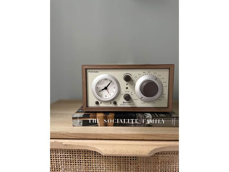 Tivoli Audio Model Three BT (Walnut/Beige) AM/FM clock radio with