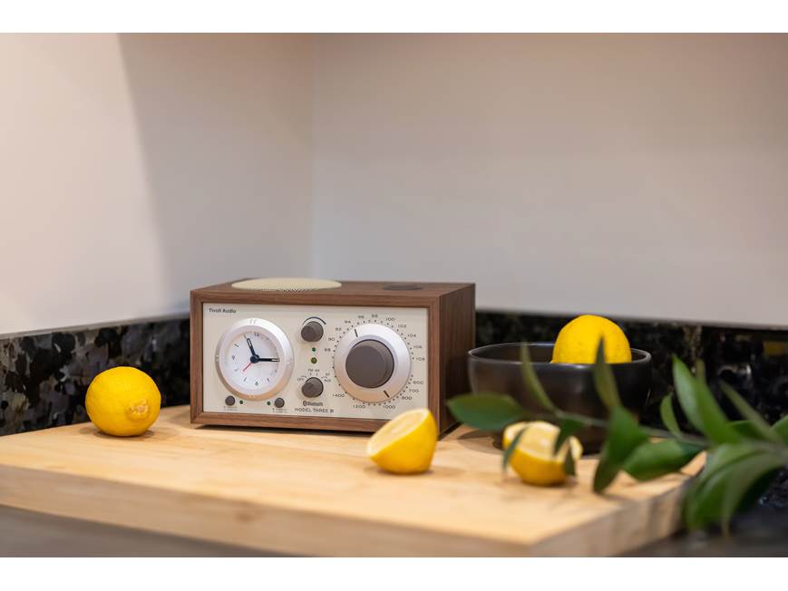 Tivoli Audio Model Three BT (Walnut/Beige) AM/FM clock radio with