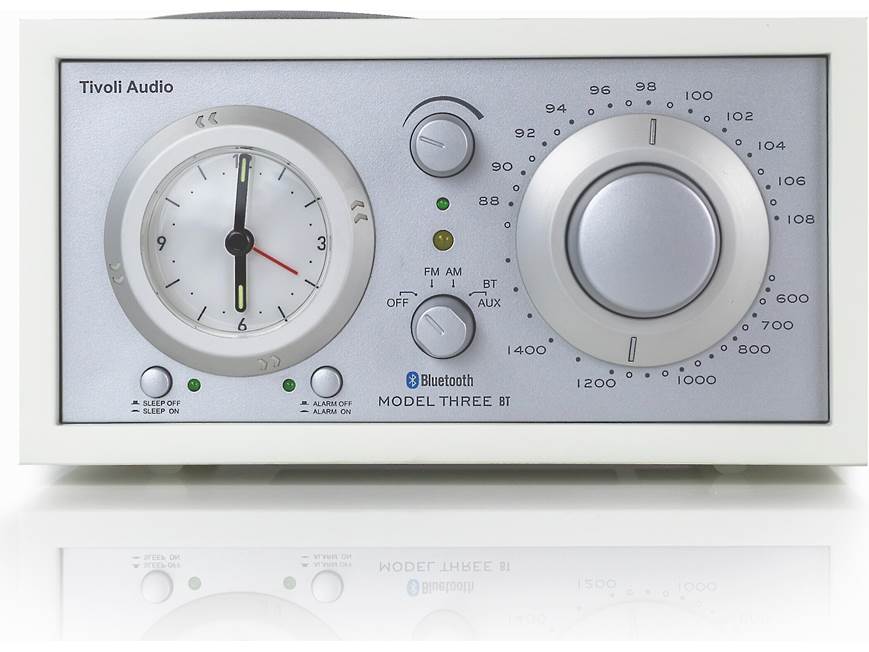 Tivoli Audio Model Three BT (White/Silver) AM/FM clock radio with