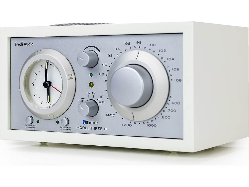 Tivoli Audio Model Three BT (White/Silver) AM/FM clock radio with