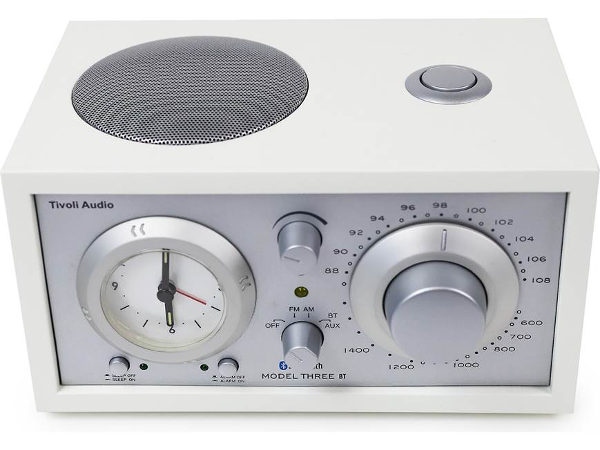 Tivoli Audio Model Three BT (White/Silver) AM/FM clock radio with