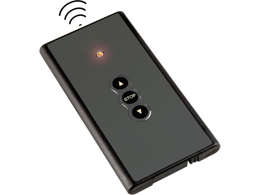 Remote control for TV lift with play/stop buttons