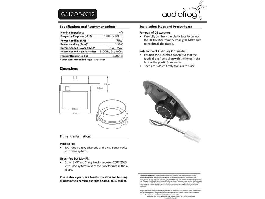 Audiofrog GS10OE-0012 1