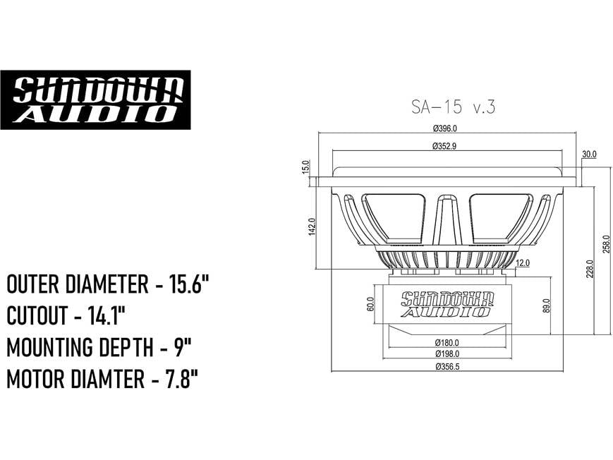 Sundown Audio SA-15 v3 D2 (Dual 2-ohm voice coils) SA Series 15