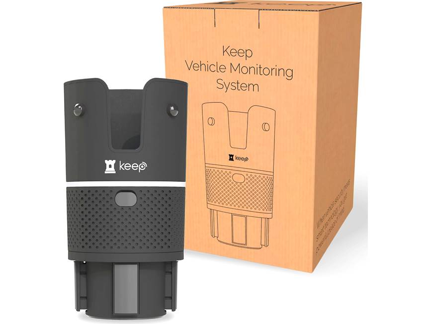 Keep Car Alarm Connected video security — mounts in cupholder at