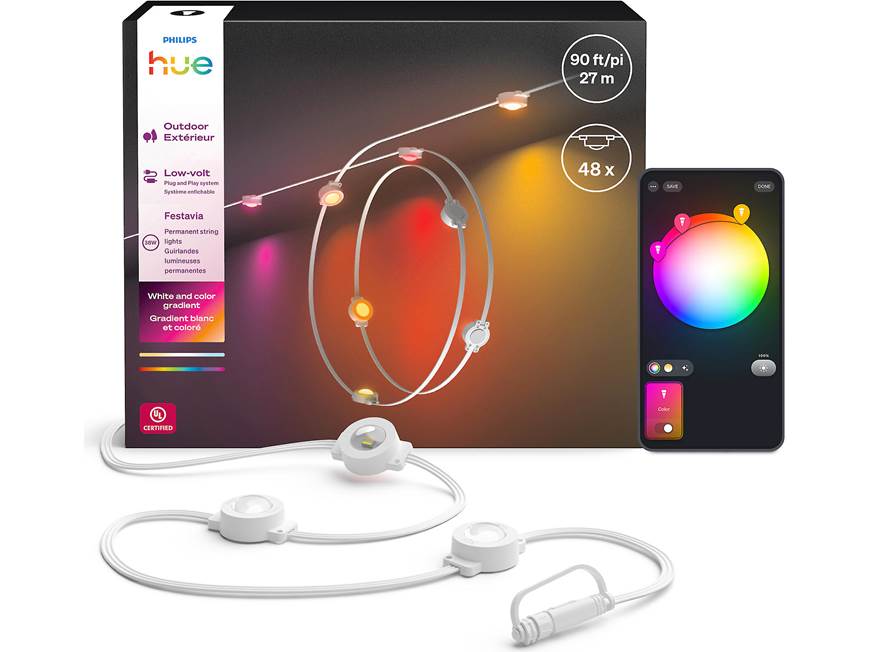 Philips Hue Festavia Permanent Outdoor String Lights (90 feet
