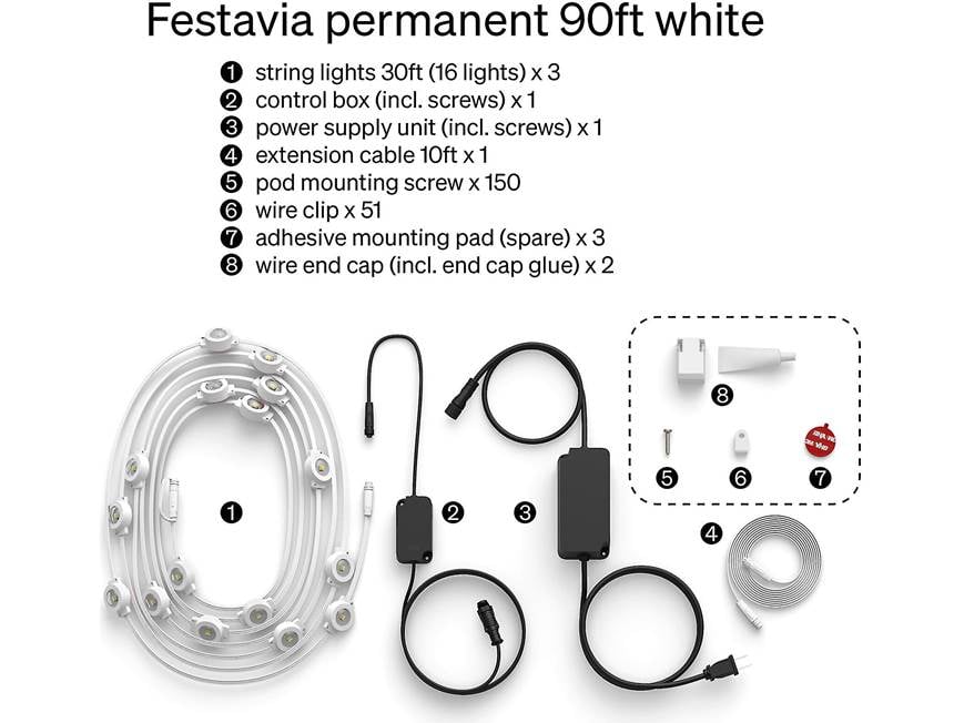 Philips Hue Festavia Permanent Outdoor String Lights (90 feet