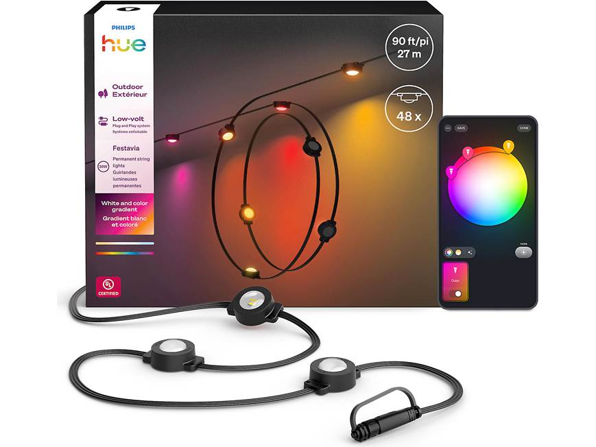 Philips Hue Festavia Permanent Outdoor String Lights (90 feet