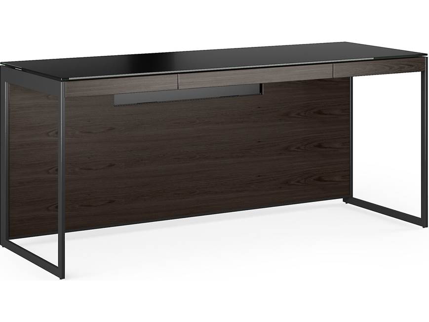 BDI Sequel 20 6101 desk with dark wood panels and black frame