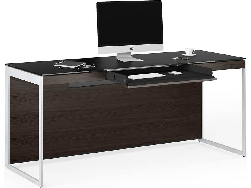 Desktop with monitor and keyboard tray opened