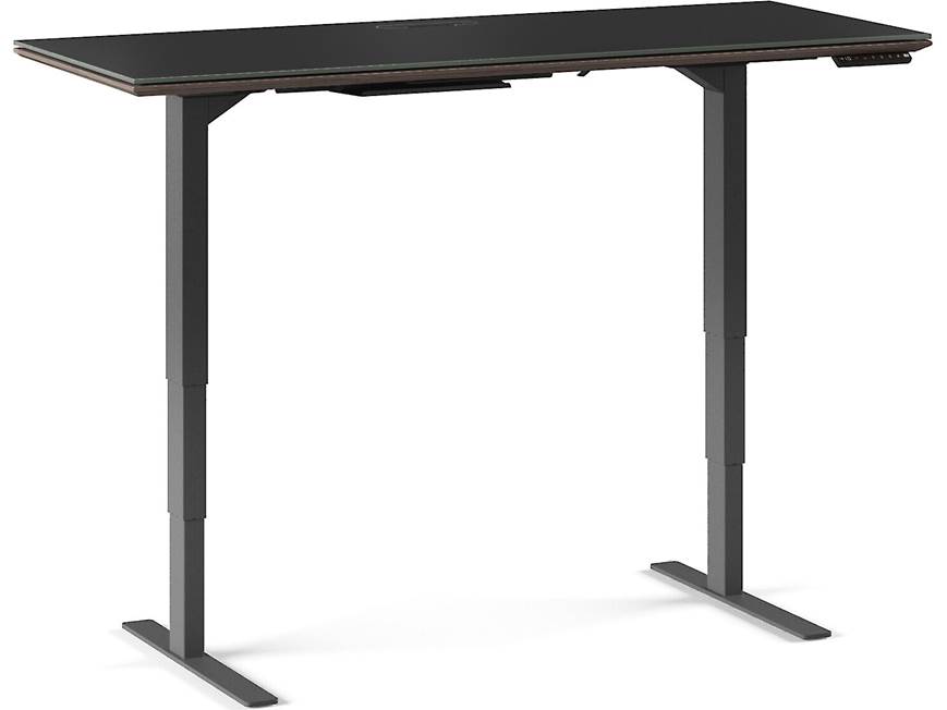 BDI Sequel 20 desk with dark frame and glass top