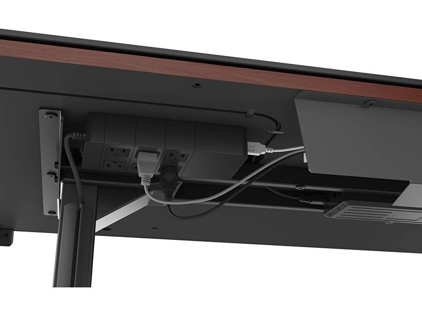 Under-desk power strip and cabling