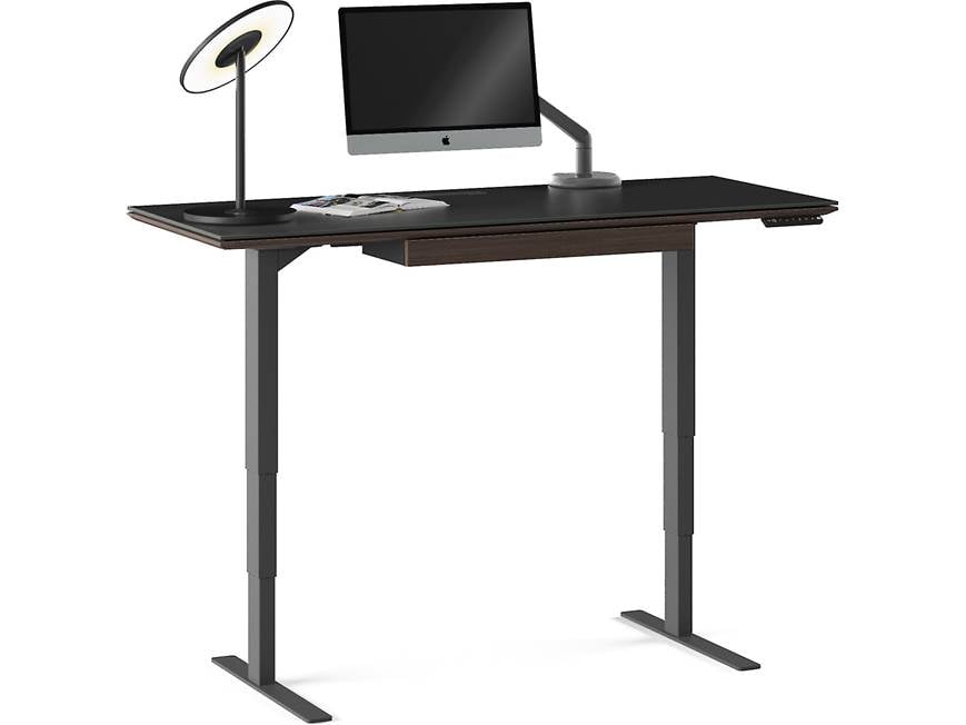 Desk with glass top and ring light