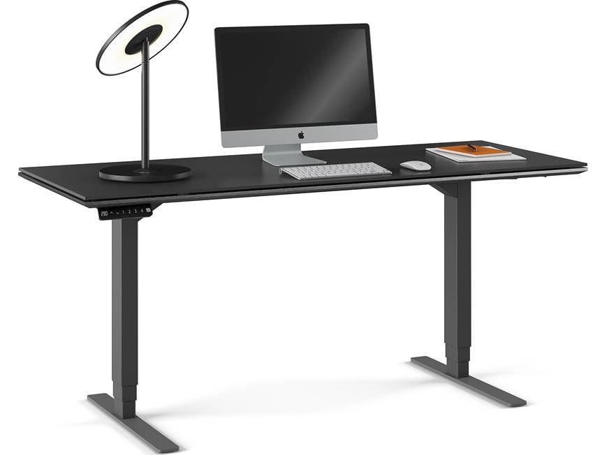 Desk with computer and monitor