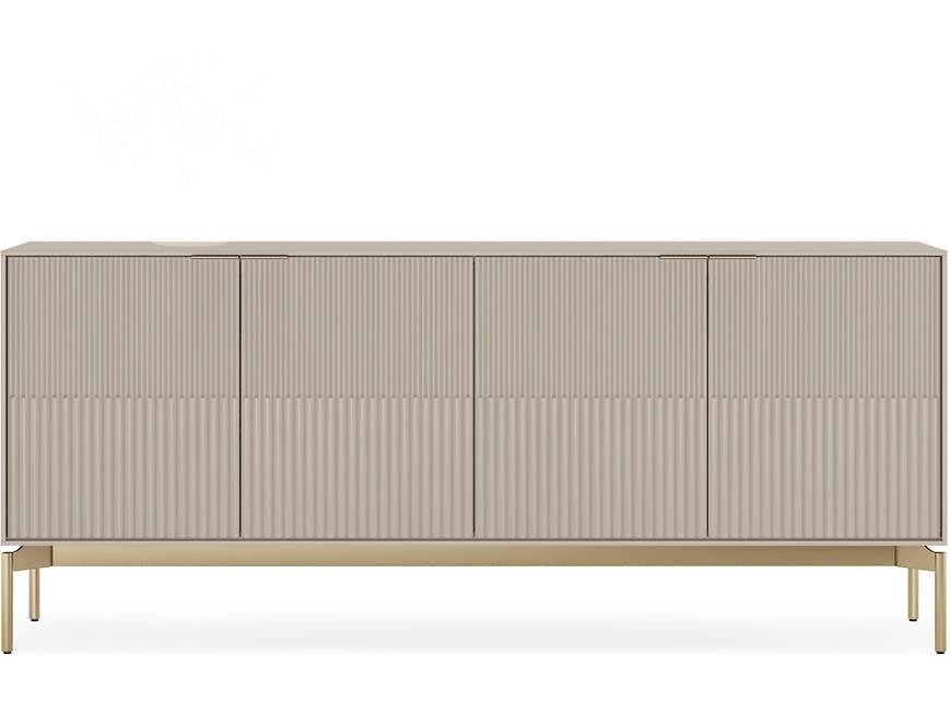 Beige/beige-tinted sideboard with ribbed doors and gold legs