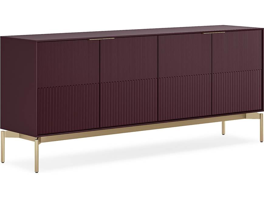Burgundy ribbed cabinet with gold legs full view