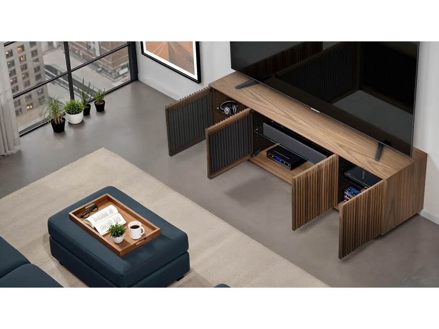 Living room perspective with cabinet and sofa