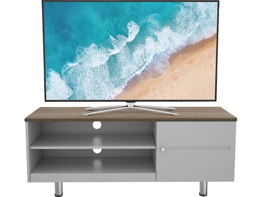 TV console with TV on top from a slightly different angle