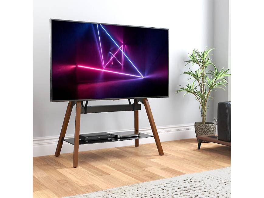 AVF Hoxton FSL1120HOQDWB (Dark Wood) Freestanding quad stand for
