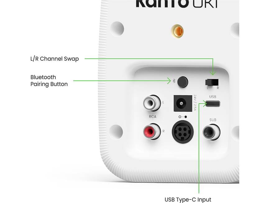 Kanto UKI (Chalk) Powered desktop stereo speakers with Bluetooth