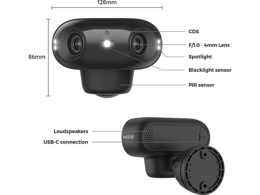 Reolink Argus Series B740X Camera with Solar Panel 2 Dual-lens 4K