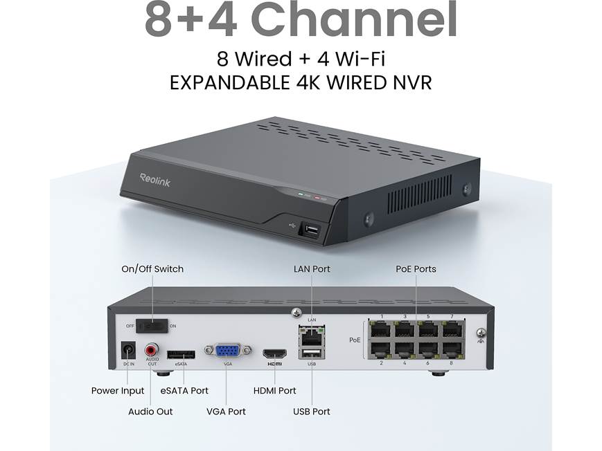 Reolink NVS8-12MB4 Video surveillance system with 2TB NVR and four