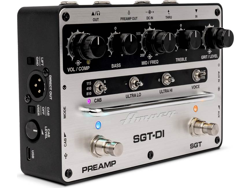 Ampeg SGT-DI Preamp and DI pedal optimized for bass guitar at
