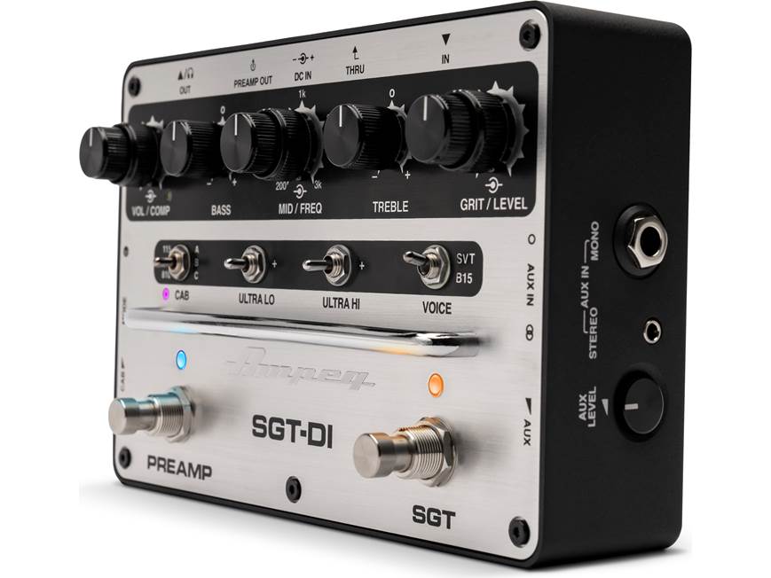 Ampeg SGT-DI Preamp and DI pedal optimized for bass guitar at